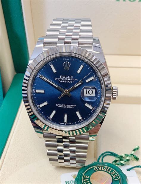 rolex datejust two tone blue dial|rolex 41mm datejust mint dial.